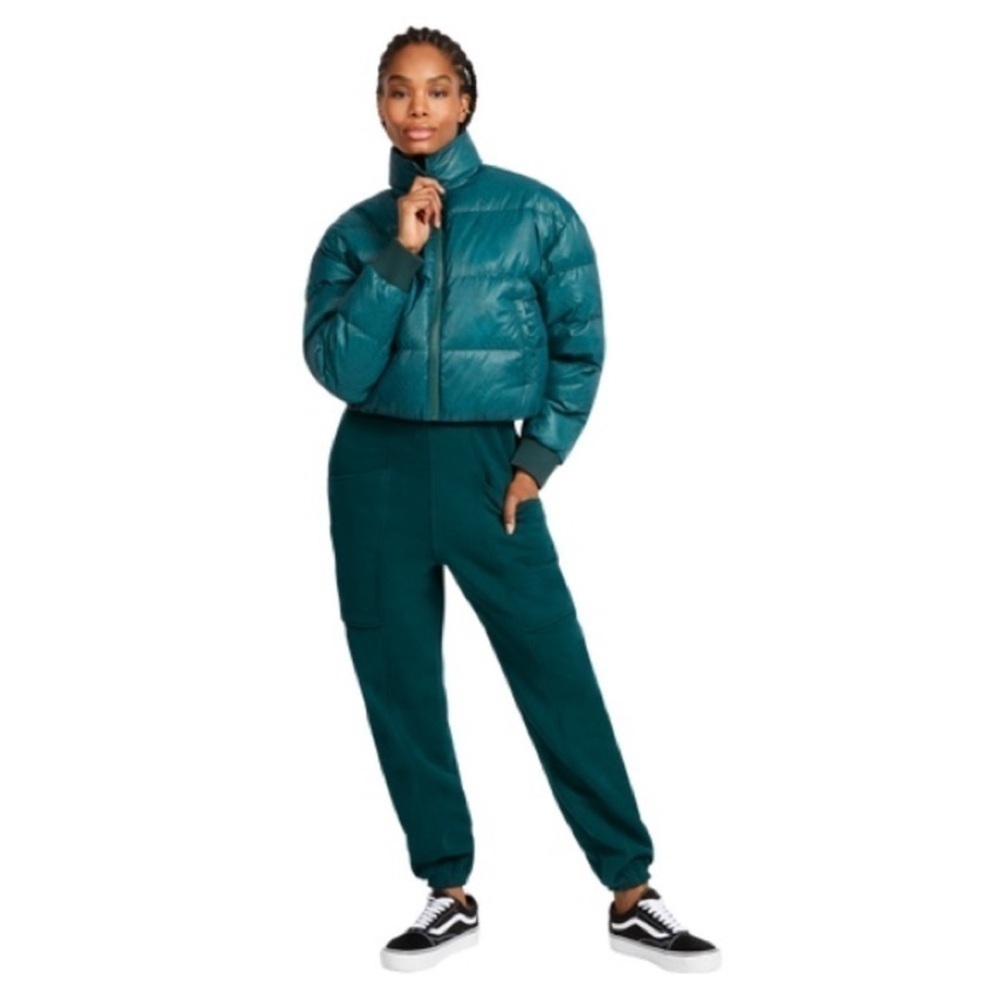 NEW! Cozi Boho Green Quilted Puffer Jacket. Large.